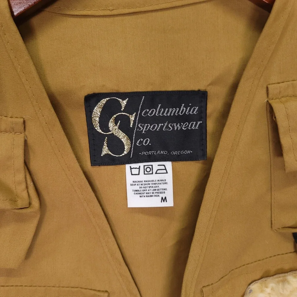Vintage‎ Columbia Sportswear Fishing Vest Tan Multi-Pocket Utility Mens Medium